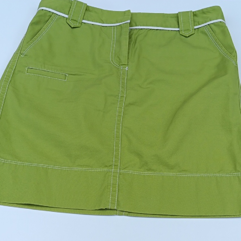 ANN TAYLOR Women's  Lime Green Mini Skirt with White Trim - 4